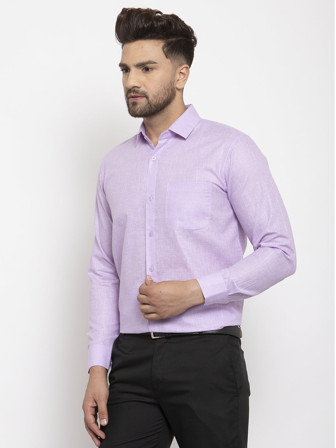 Jainish Purple Men's Dobby Solid Formal Shirts ( SF 762Light-Purple ) - Distacart