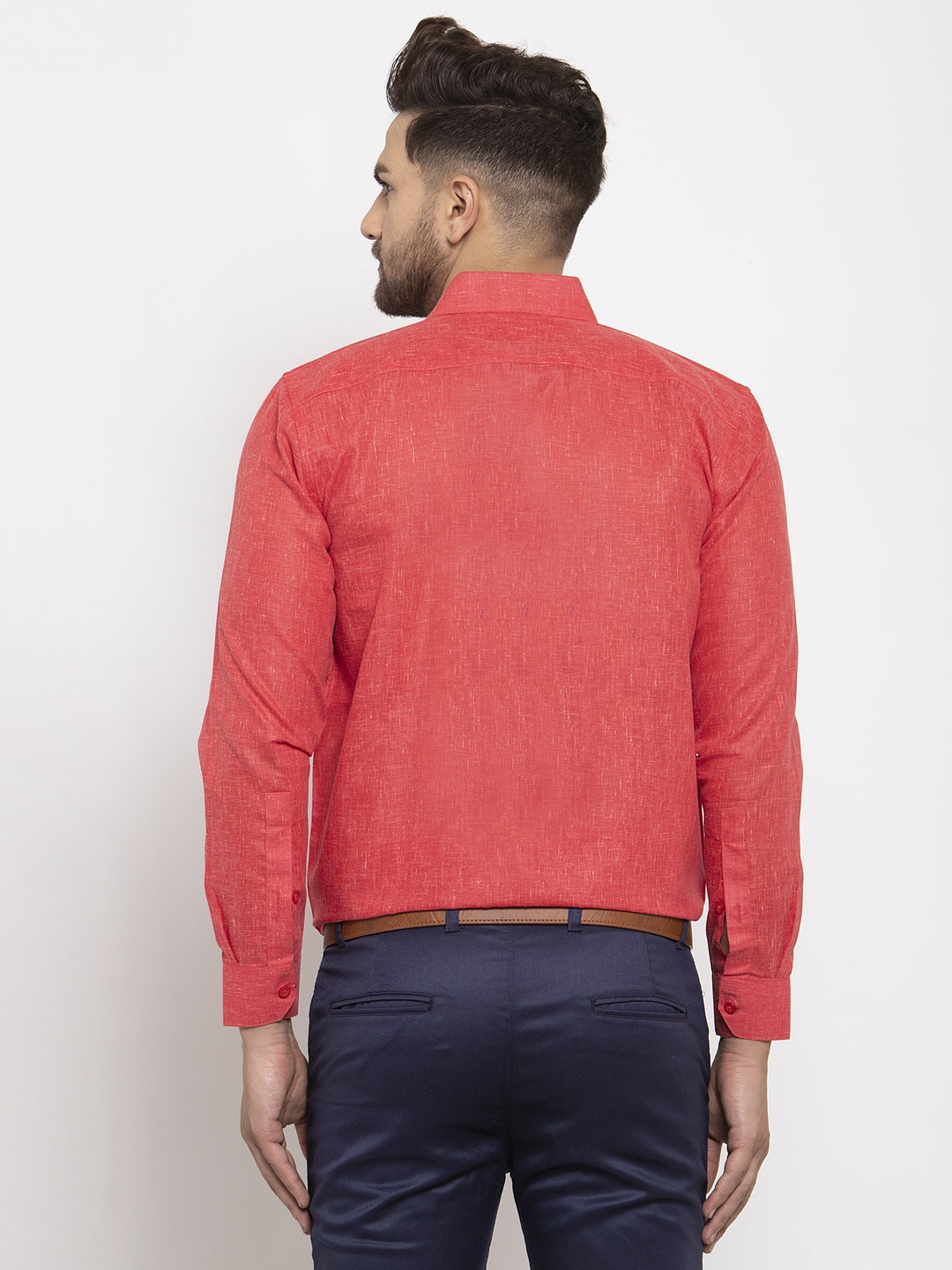 Jainish Red Men's Dobby Solid Formal Shirts ( SF 762Red ) - Distacart