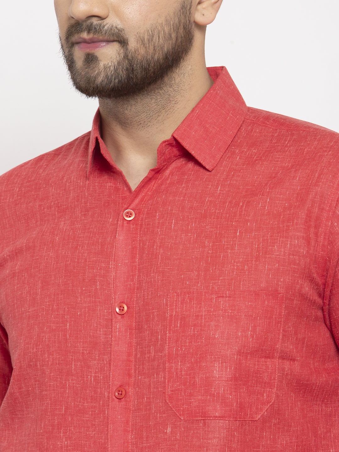 Jainish Red Men's Dobby Solid Formal Shirts ( SF 762Red ) - Distacart