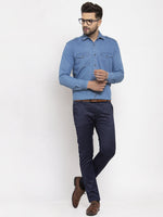 Thumbnail for Jainish Blue Men's Denim Solid Formal Shirt's ( SF 763Blue ) - Distacart