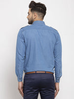 Thumbnail for Jainish Blue Men's Denim Solid Formal Shirt's ( SF 763Blue ) - Distacart
