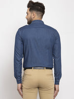 Thumbnail for Jainish Navy Men's Denim Solid Formal Shirt's ( SF 763Navy ) - Distacart