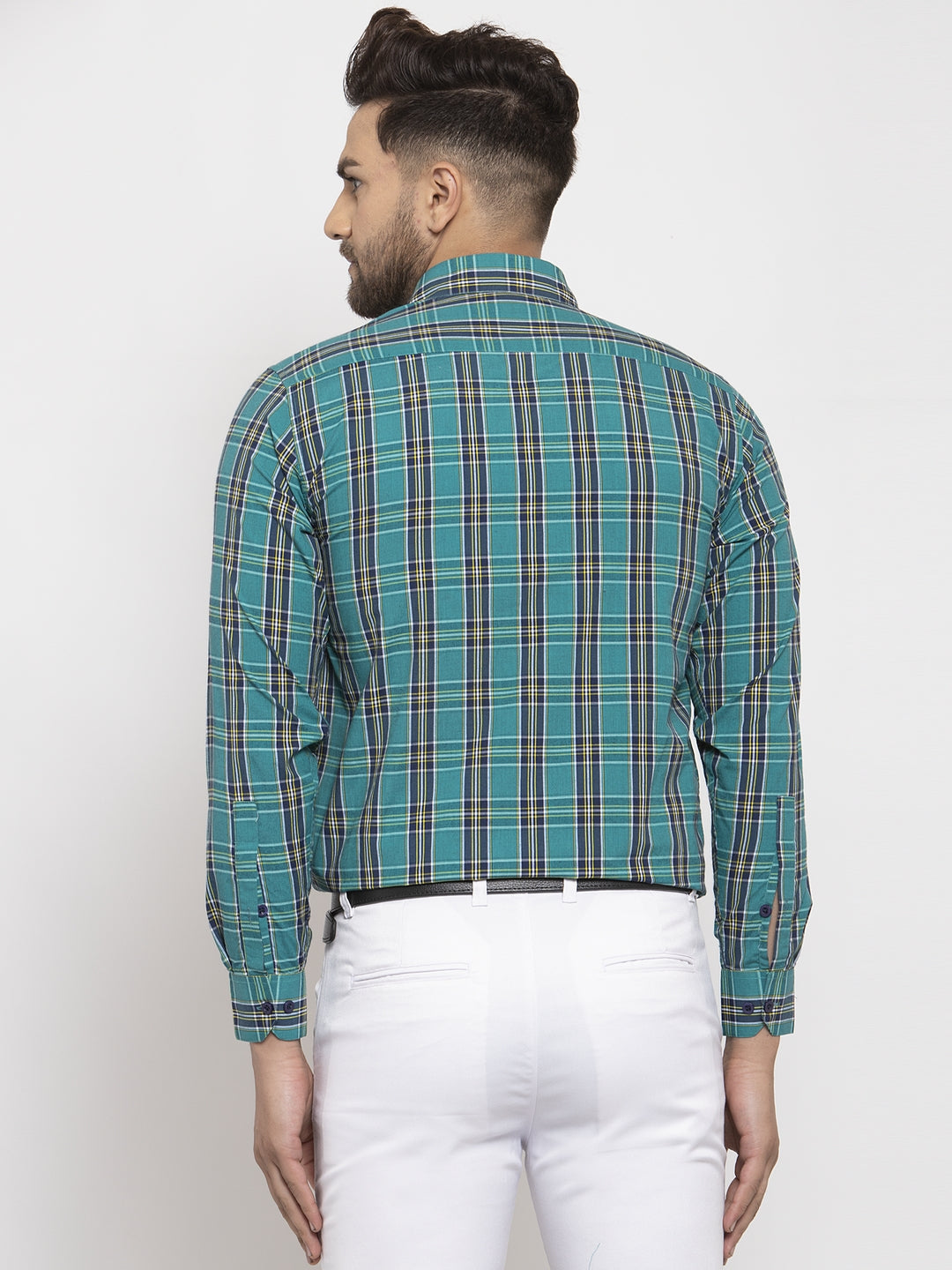 Jainish Green Men's Cotton Checked Formal Shirt's ( SF 764Green ) - Distacart