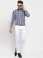 Thumbnail for Jainish Navy Men's Cotton Checked Formal Shirt's ( SF 764Navy ) - Distacart