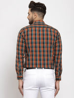 Thumbnail for Jainish Orange Men's Cotton Checked Formal Shirt's ( SF 764Orange ) - Distacart