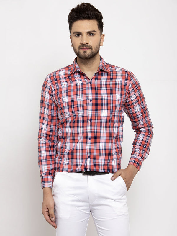 Jainish Red Men's Cotton Checked Formal Shirt's ( SF 764Red ) - Distacart