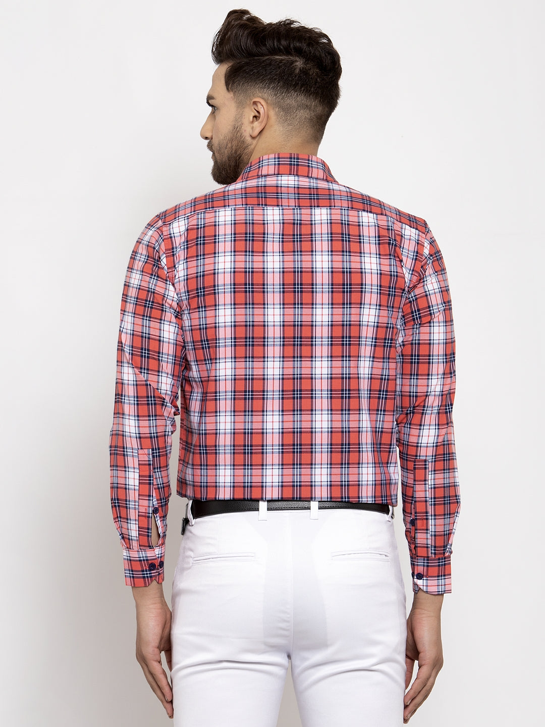 Jainish Red Men's Cotton Checked Formal Shirt's ( SF 764Red ) - Distacart