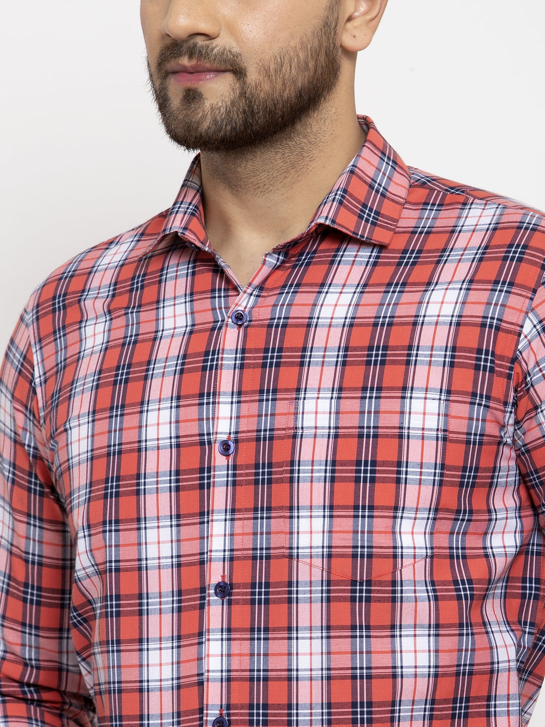 Jainish Red Men's Cotton Checked Formal Shirt's ( SF 764Red ) - Distacart