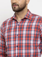 Thumbnail for Jainish Red Men's Cotton Checked Formal Shirt's ( SF 764Red ) - Distacart