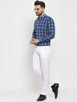 Thumbnail for Jainish Blue Men's Cotton Checked Formal Shirt's ( SF 764Royal-Blue ) - Distacart