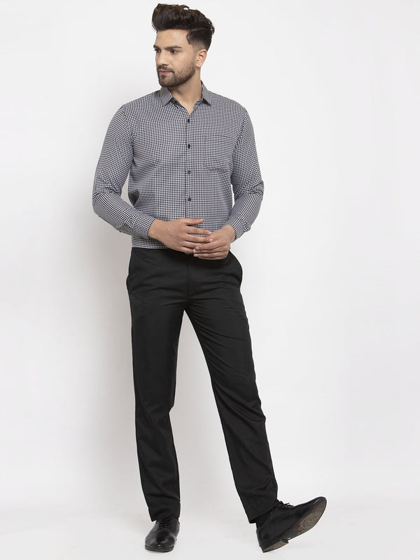 Jainish Black Men's Cotton Checked Formal Shirt's ( SF 765Black ) - Distacart