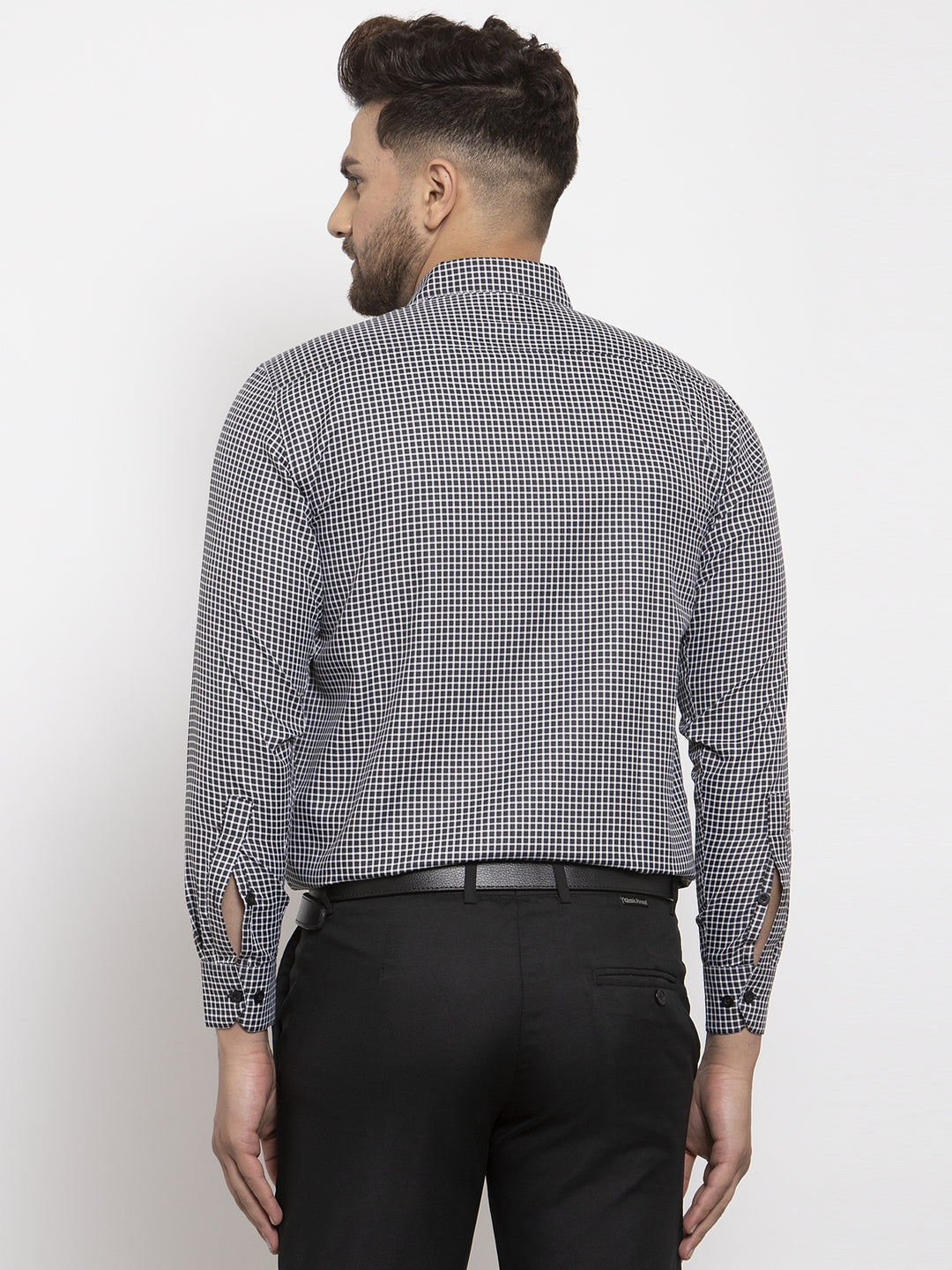 Jainish Black Men's Cotton Checked Formal Shirt's ( SF 765Black ) - Distacart