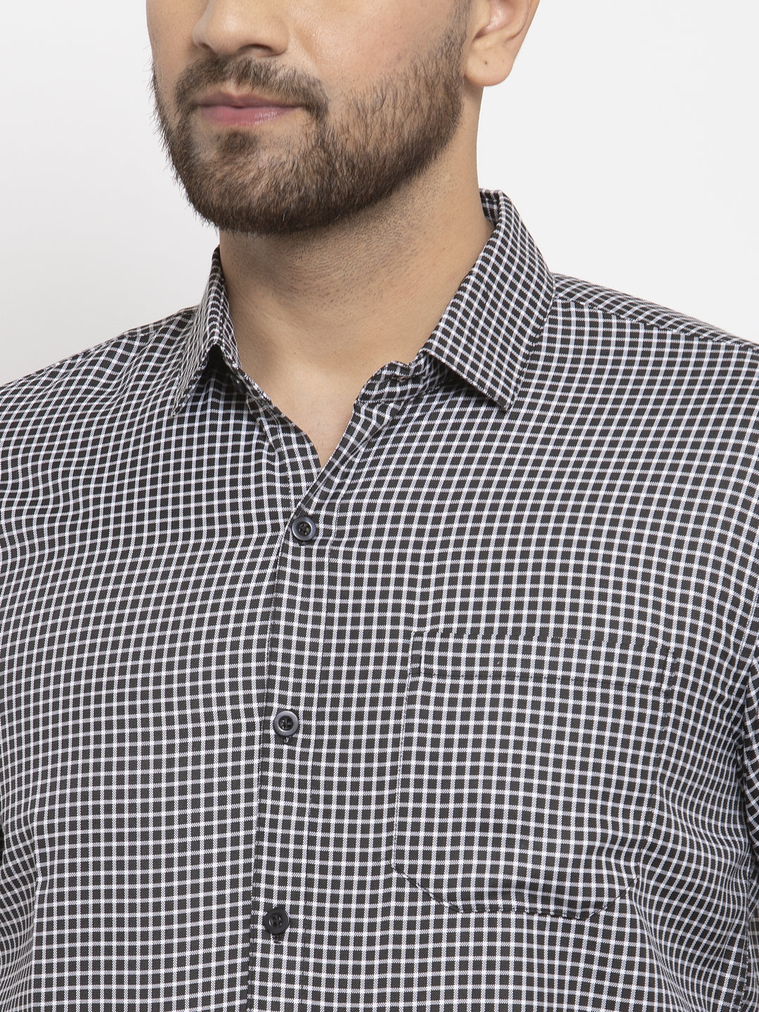 Jainish Black Men's Cotton Checked Formal Shirt's ( SF 765Black ) - Distacart