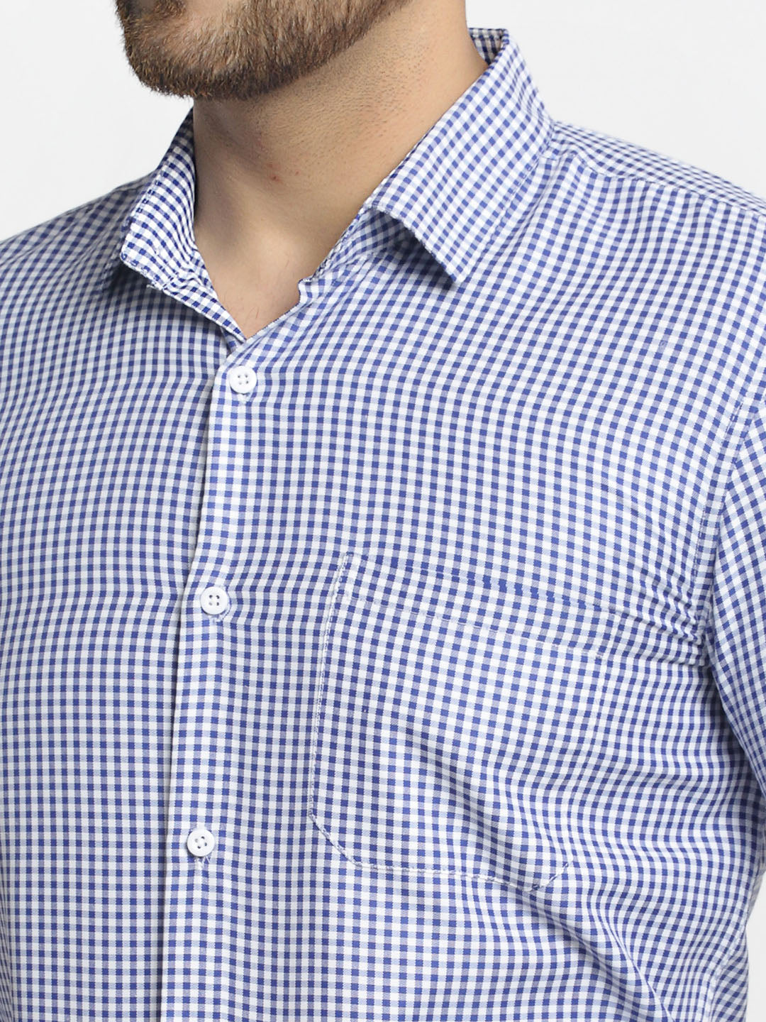 Jainish Blue Men's Cotton Checked Formal Shirt's ( SF 765Blue ) - Distacart