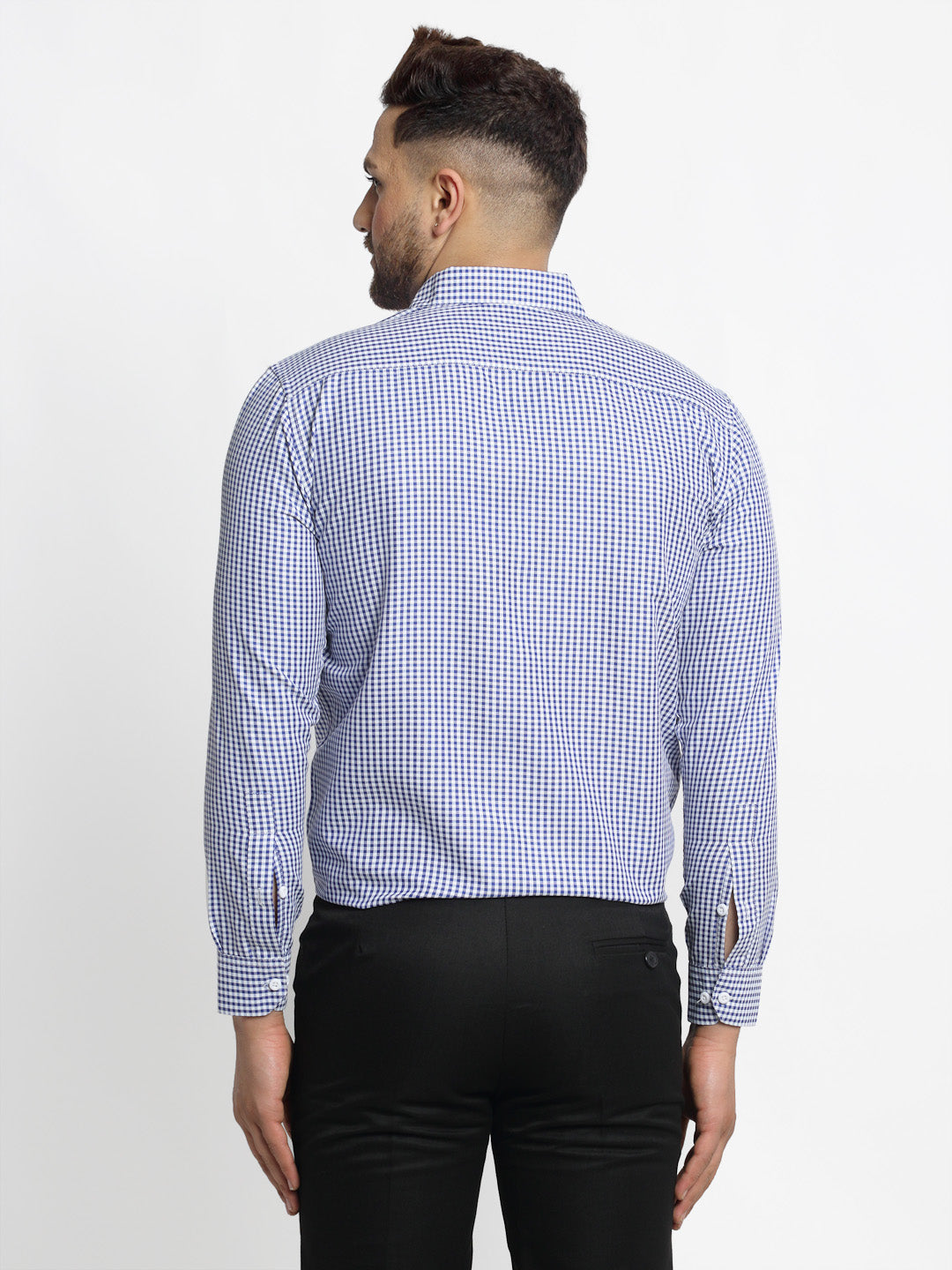 Jainish Blue Men's Cotton Checked Formal Shirt's ( SF 765Blue ) - Distacart