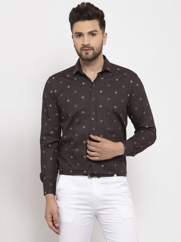 Jainish Brown Men's Cotton Printed Formal Shirt's ( SF 766Black ) - Distacart