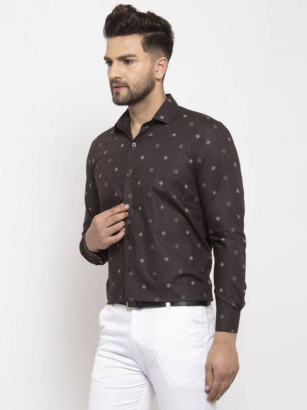 Jainish Brown Men's Cotton Printed Formal Shirt's ( SF 766Black ) - Distacart