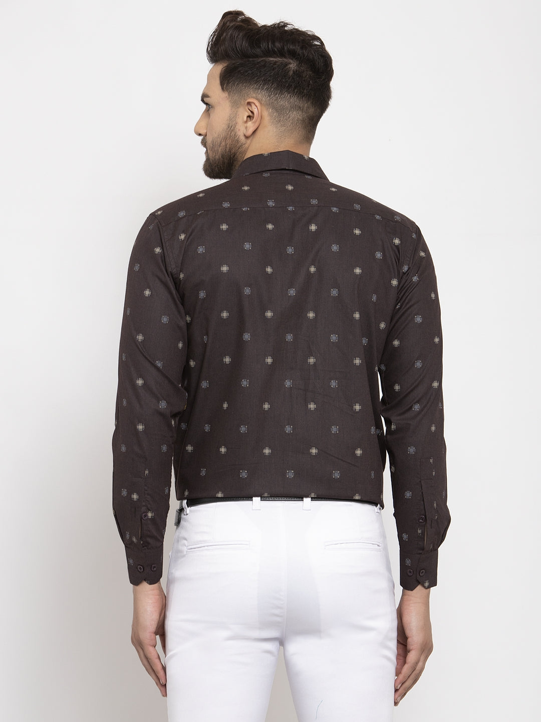 Jainish Brown Men's Cotton Printed Formal Shirt's ( SF 766Black ) - Distacart