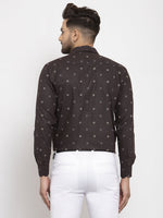 Thumbnail for Jainish Brown Men's Cotton Printed Formal Shirt's ( SF 766Black ) - Distacart