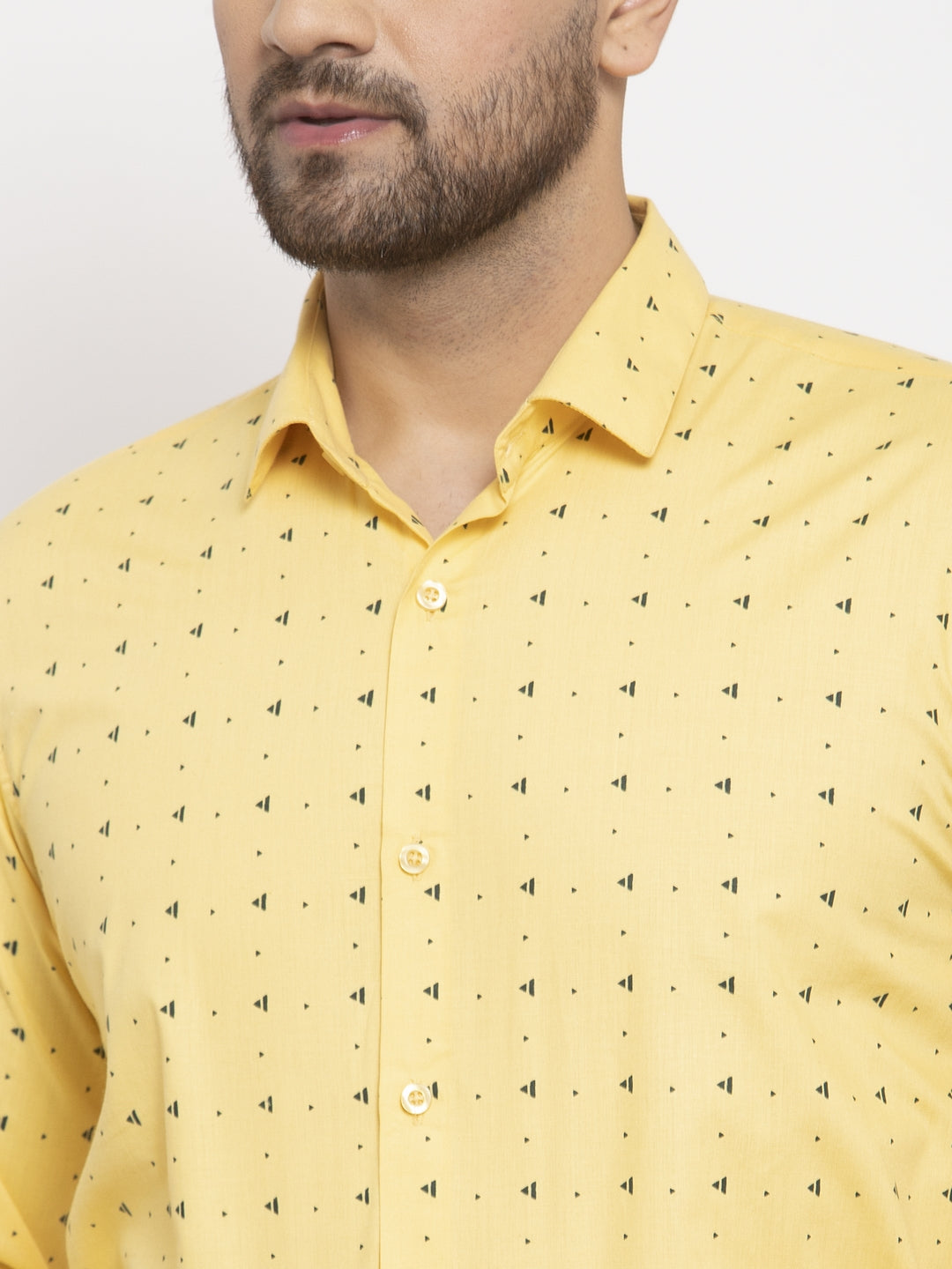 Jainish Yellow Men's Cotton Printed Formal Shirt's ( SF 766Yellow ) - Distacart