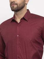 Thumbnail for Jainish Maroon Men's Cotton Geometric Formal Shirt's ( SF 767Maroon ) - Distacart
