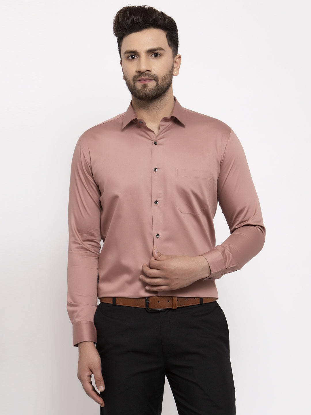 Jainish Brown Men's Cotton Solid Formal Shirt's ( SF 768Brown ) - Distacart