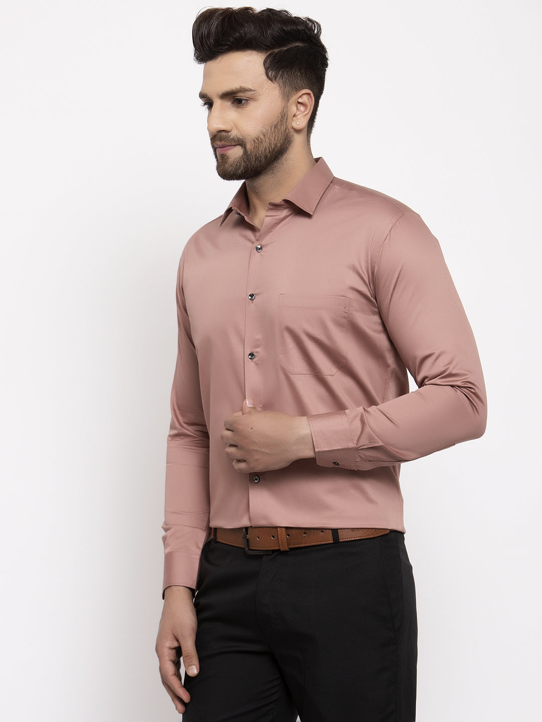 Jainish Brown Men's Cotton Solid Formal Shirt's ( SF 768Brown ) - Distacart