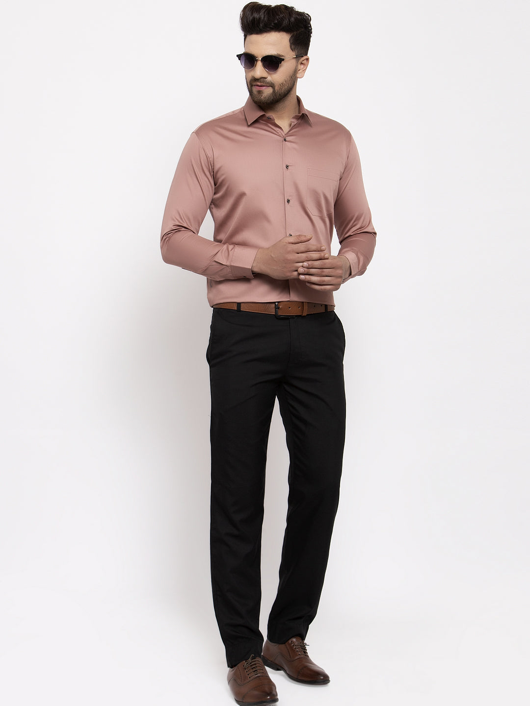 Jainish Brown Men's Cotton Solid Formal Shirt's ( SF 768Brown ) - Distacart