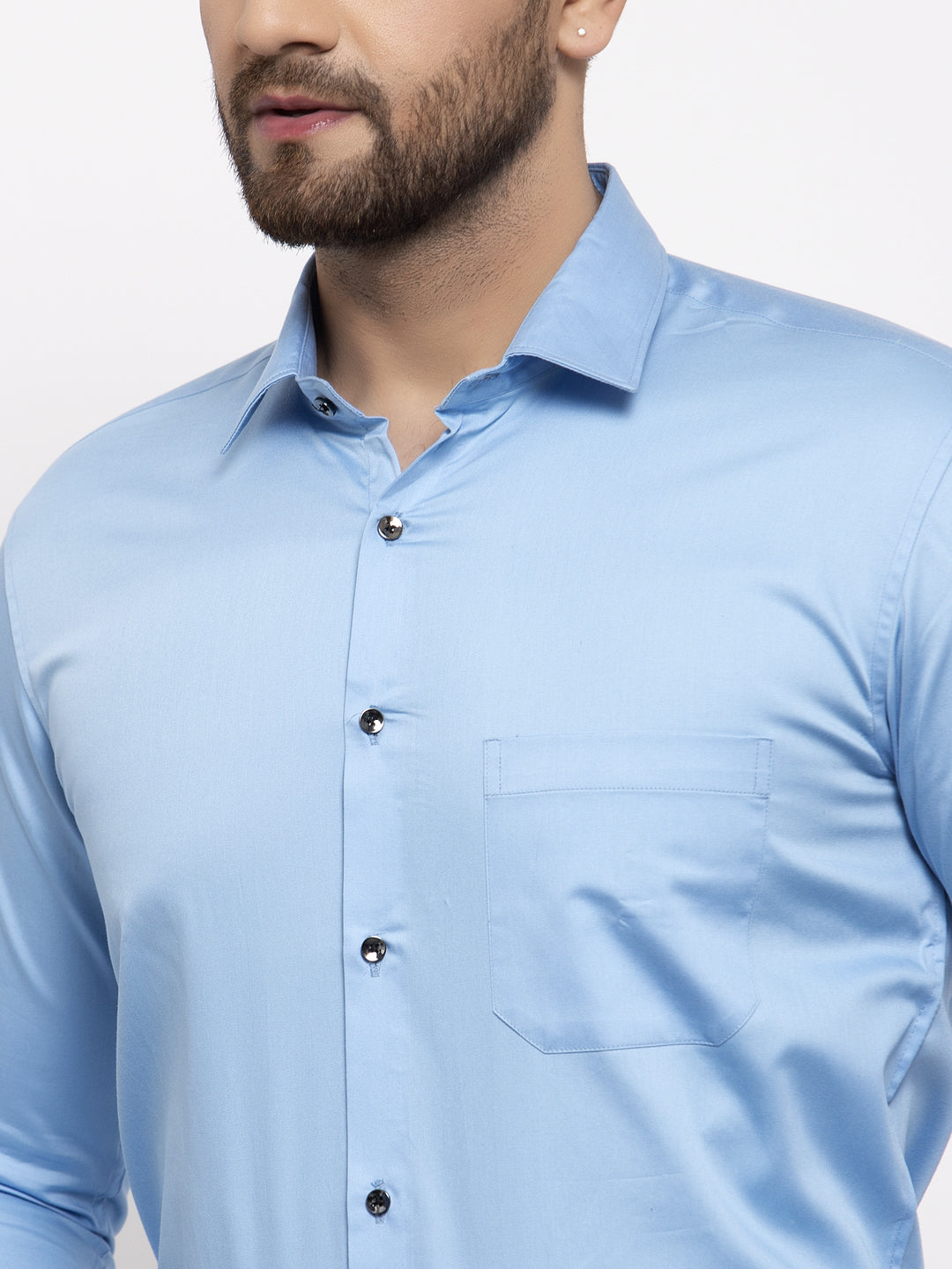 Jainish Blue Men's Cotton Solid Formal Shirt's ( SF 768Light-Blue ) - Distacart