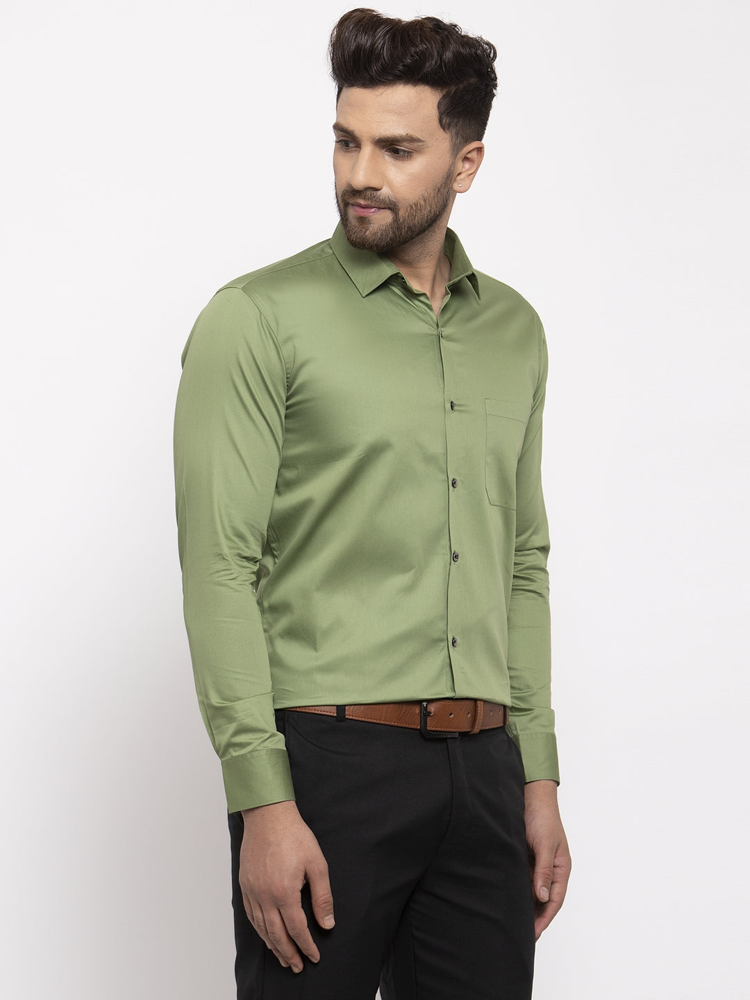 Jainish Olive Men's Cotton Solid Formal Shirt's ( SF 768Olive ) - Distacart