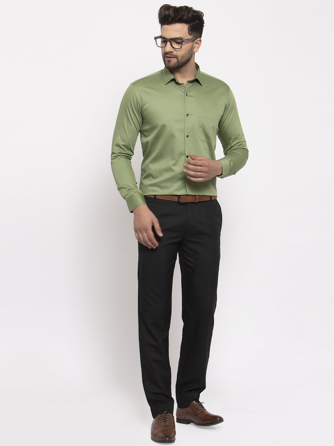 Jainish Olive Men's Cotton Solid Formal Shirt's ( SF 768Olive ) - Distacart