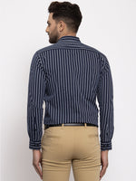 Thumbnail for Jainish Navy Men's Cotton Striped Formal Shirt's ( SF 770Navy ) - Distacart