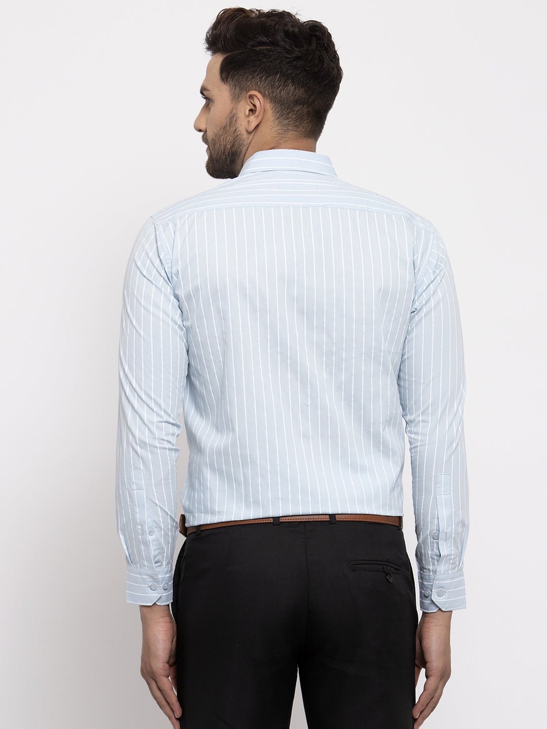 Jainish Blue Men's Cotton Striped Formal Shirt's ( SF 770Sky ) - Distacart