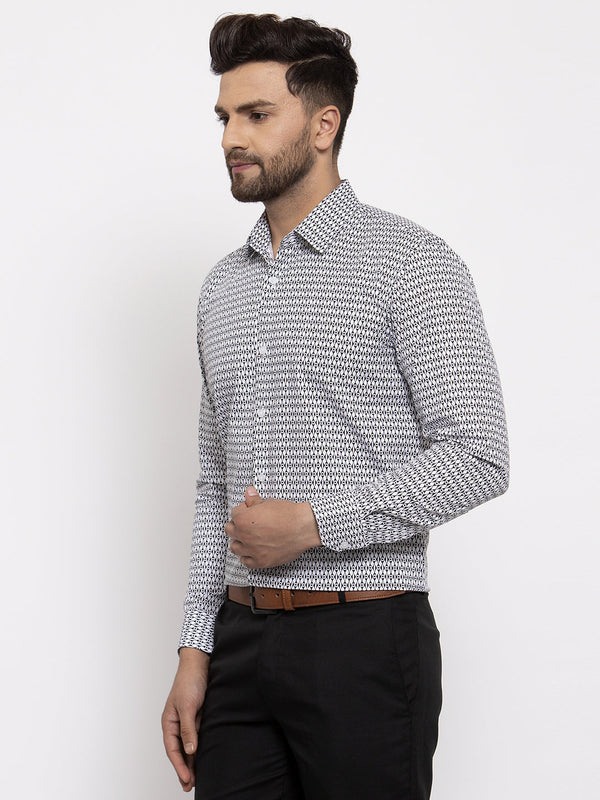 Jainish Black Men's Cotton Geometric Formal Shirt's ( SF 771Black ) - Distacart