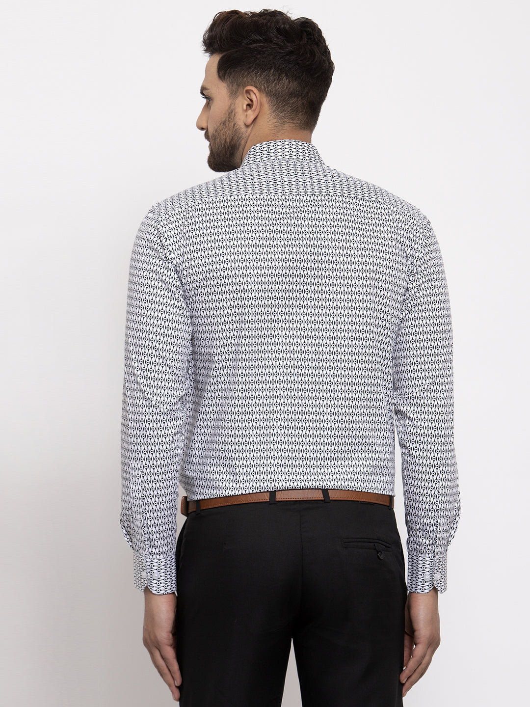 Jainish Black Men's Cotton Geometric Formal Shirt's ( SF 771Black ) - Distacart