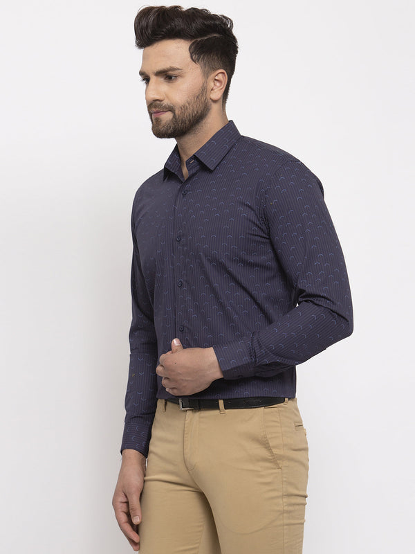 Jainish Navy Men's Cotton Printed Formal Shirt's ( SF 773Navy ) - Distacart