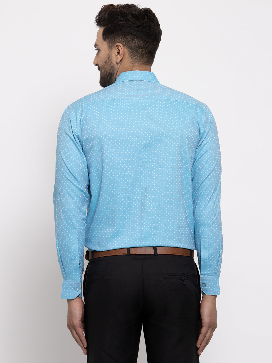 Jainish Blue Men's Cotton Printed Formal Shirt's ( SF 774Aqua ) - Distacart