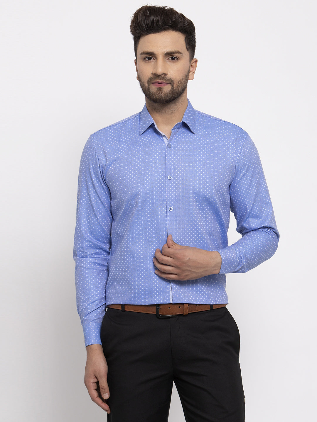 Jainish Blue Men's Cotton Printed Formal Shirt's ( SF 774Blue ) - Distacart