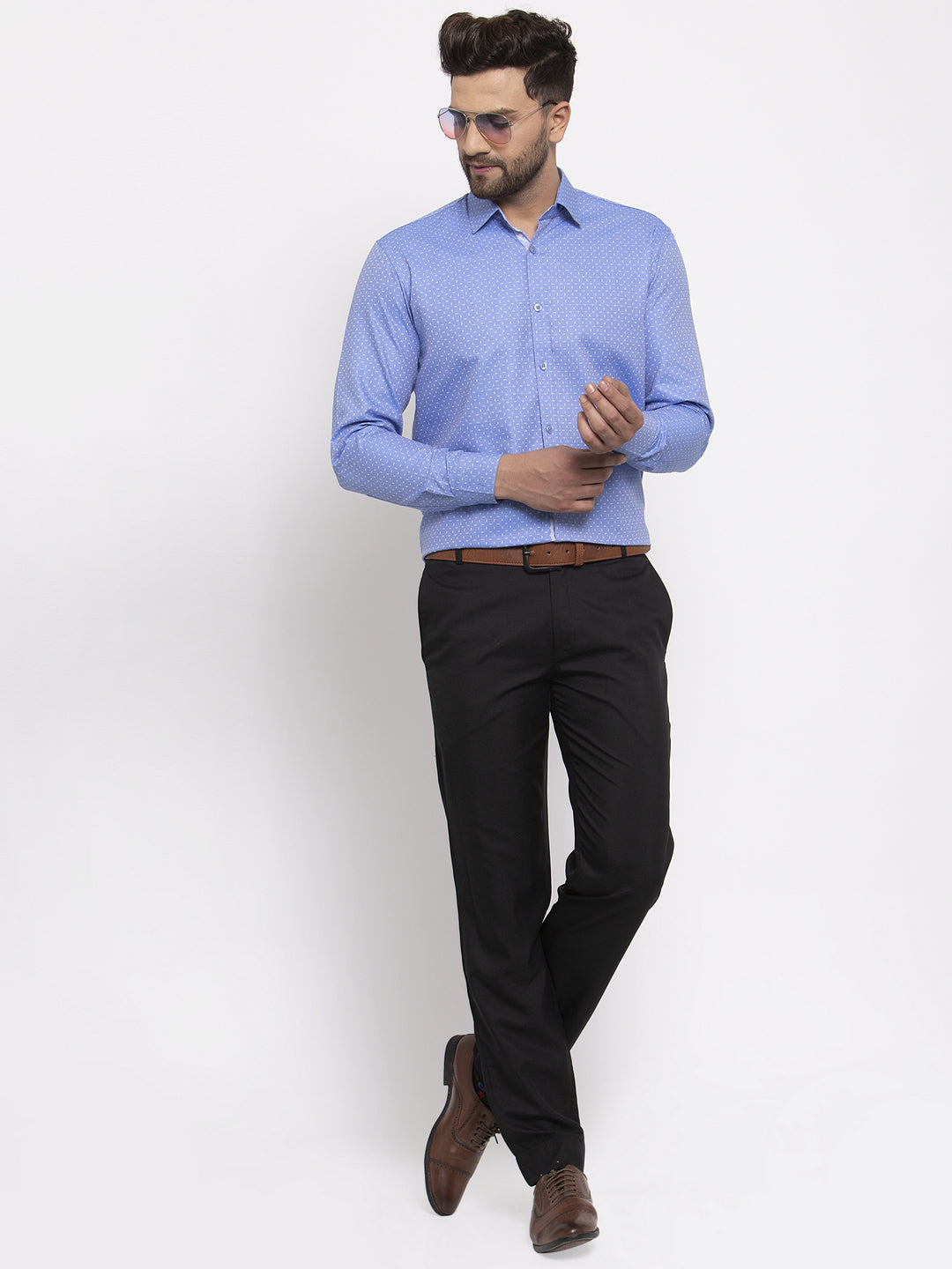 Jainish Blue Men's Cotton Printed Formal Shirt's ( SF 774Blue ) - Distacart