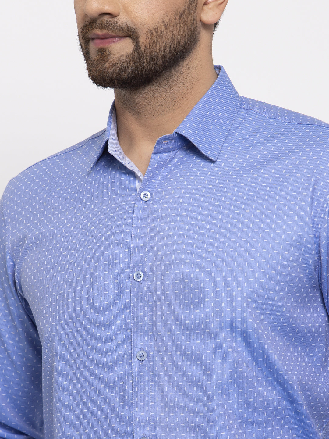 Jainish Blue Men's Cotton Printed Formal Shirt's ( SF 774Blue ) - Distacart
