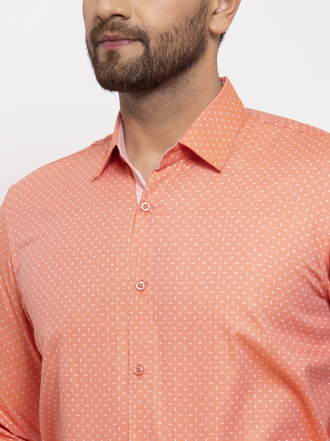 Jainish Peach Men's Cotton Printed Formal Shirt's ( SF 774Peach ) - Distacart