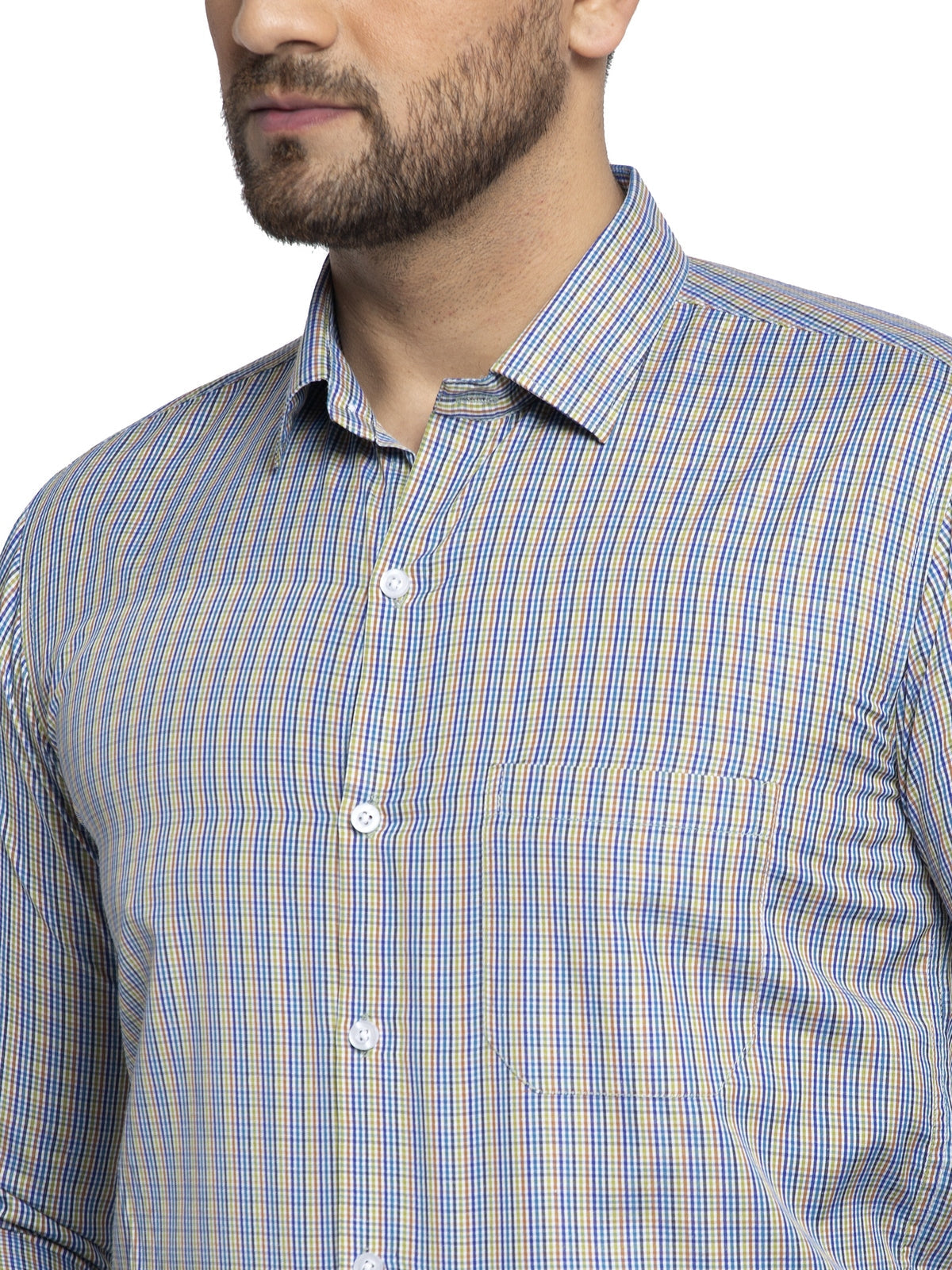 Jainish Green Men's Cotton Checked Formal Shirt's ( SF 776Green ) - Distacart