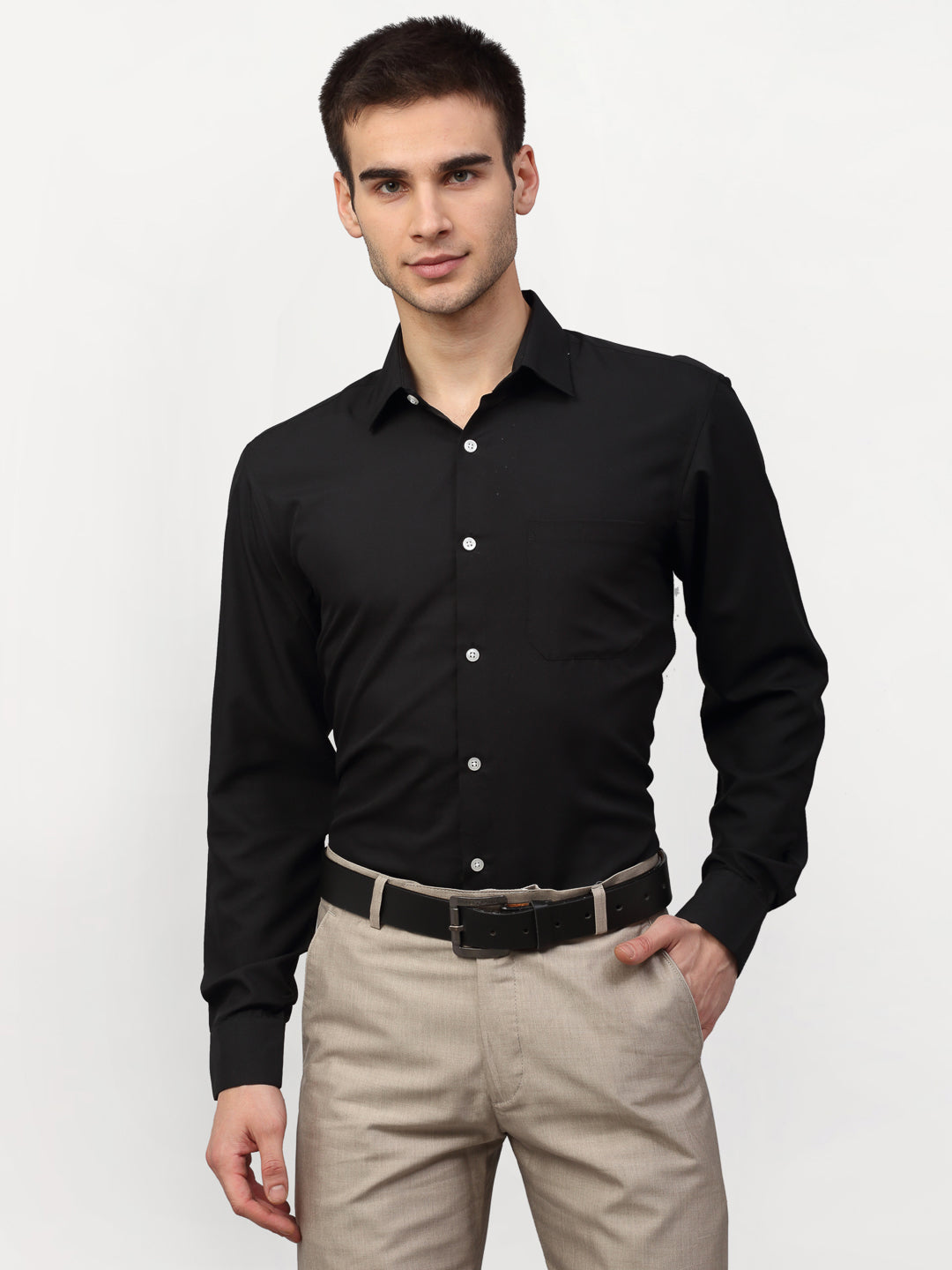 Jainish Black Men's Solid Formal Shirts ( SF 777Black ) - Distacart
