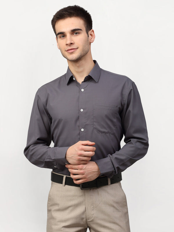 Jainish Grey Men's Solid Formal Shirts ( SF 777Grey ) - Distacart