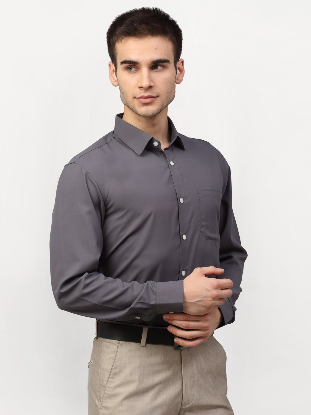 Jainish Grey Men's Solid Formal Shirts ( SF 777Grey ) - Distacart