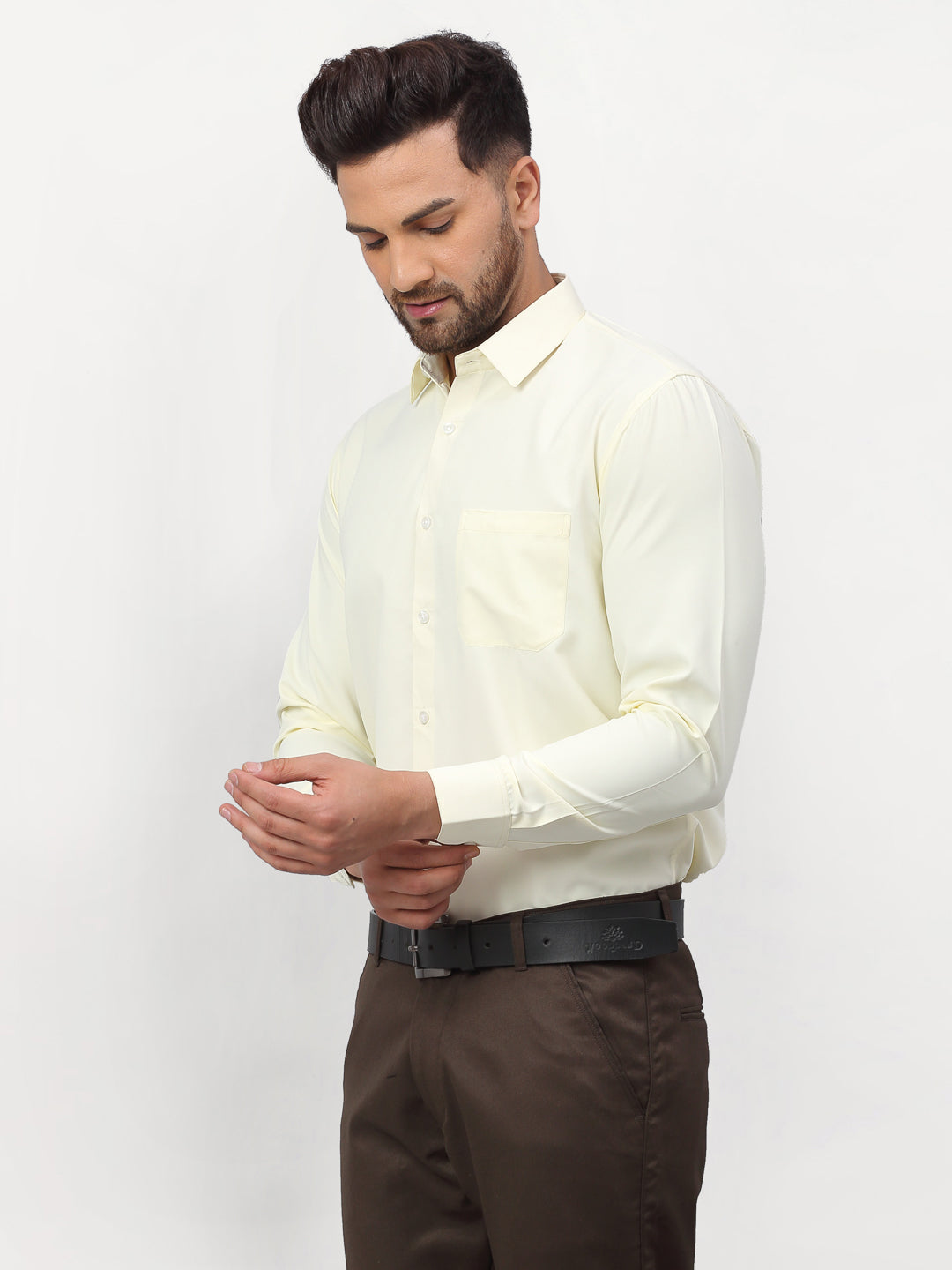 Jainish Yellow Men's Solid Formal Shirts ( SF 777Lemon ) - Distacart