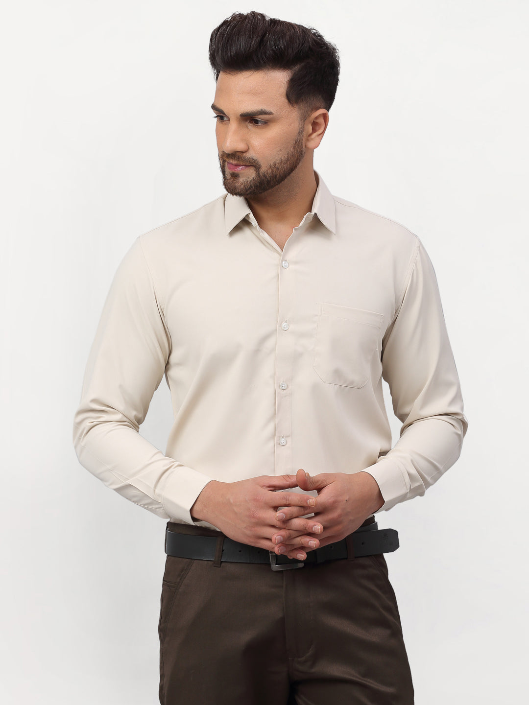 Jainish Beige Men's Solid Formal Shirts ( SF 777Light-Beige ) - Distacart