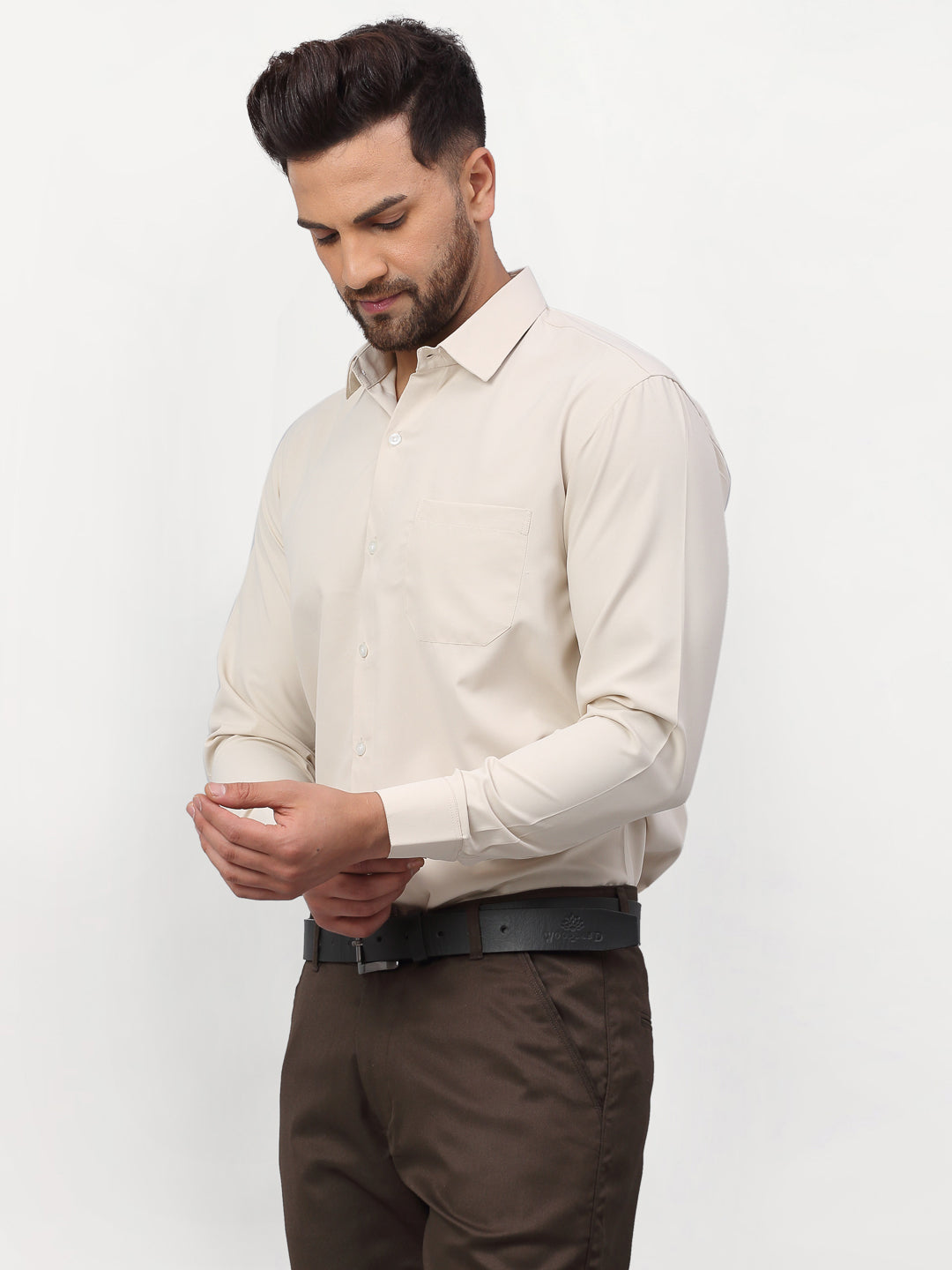 Jainish Beige Men's Solid Formal Shirts ( SF 777Light-Beige ) - Distacart