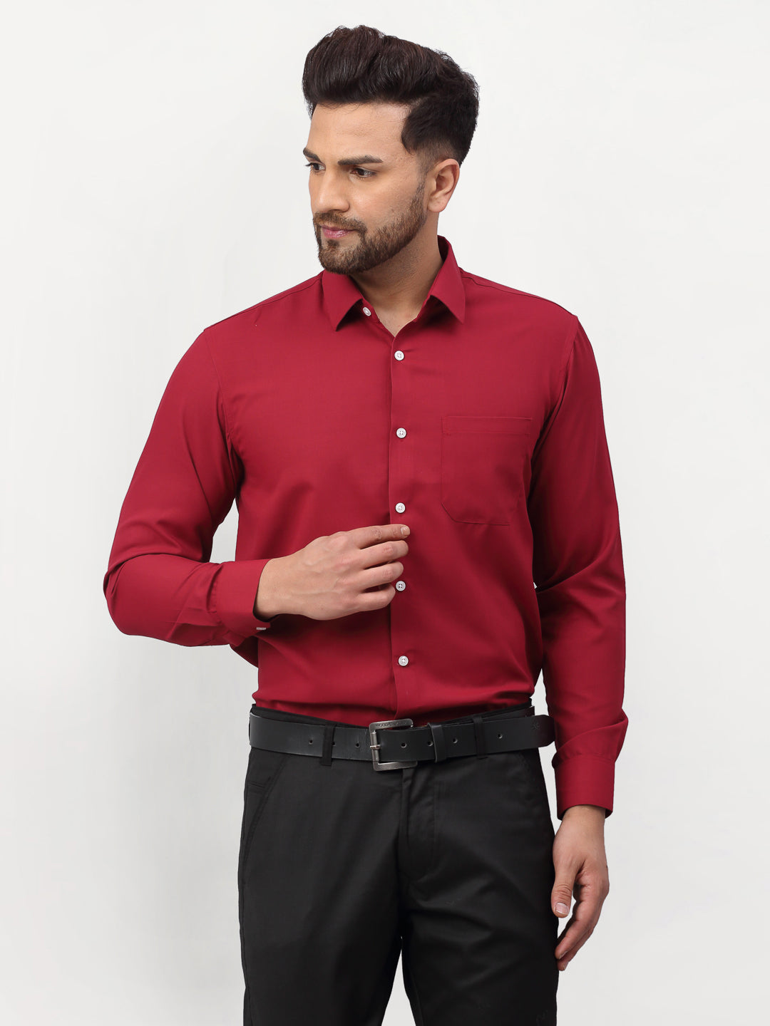 Jainish Maroon Men's Solid Formal Shirts ( SF 777Maroon ) - Distacart