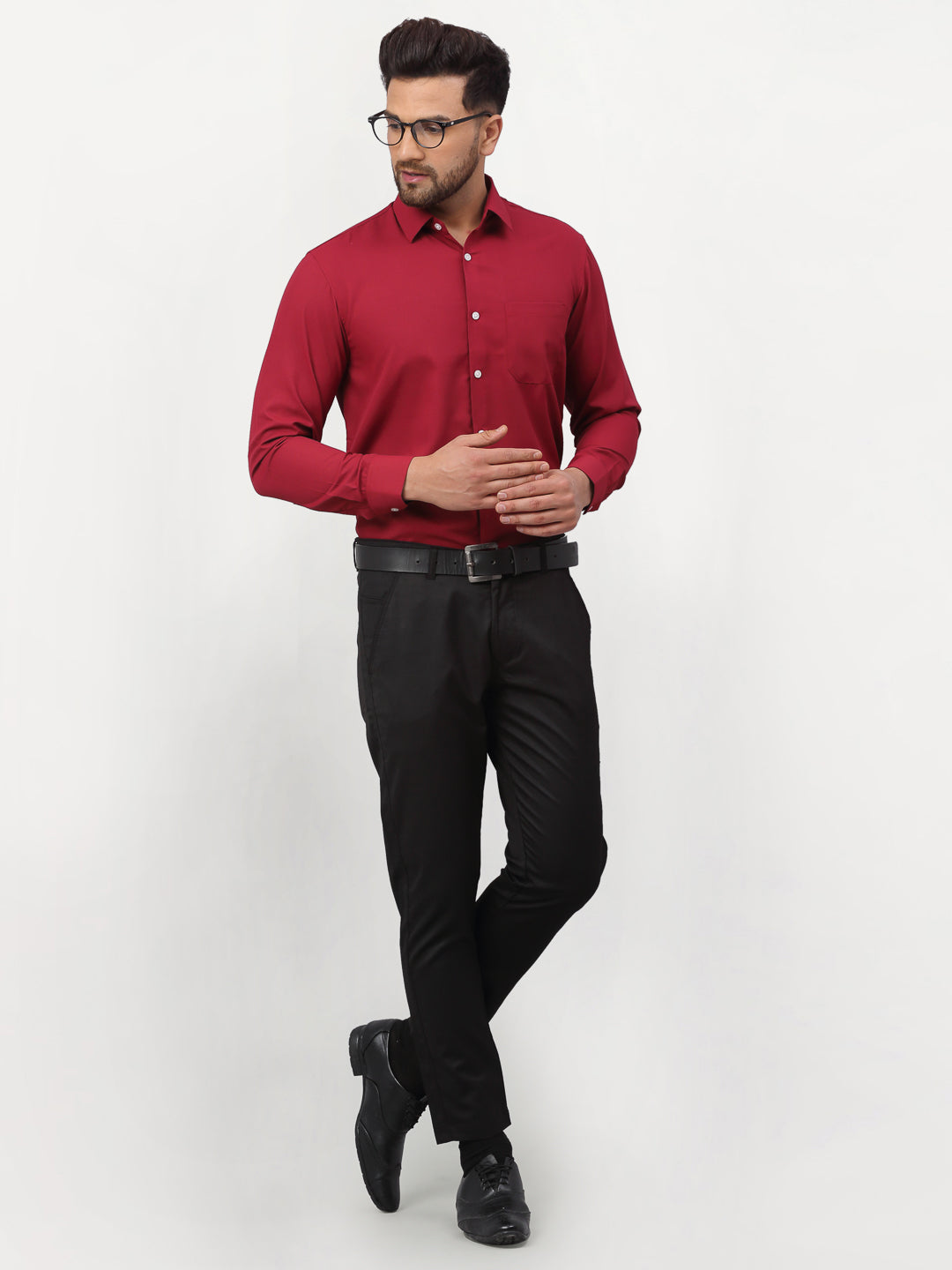 Jainish Maroon Men's Solid Formal Shirts ( SF 777Maroon ) - Distacart